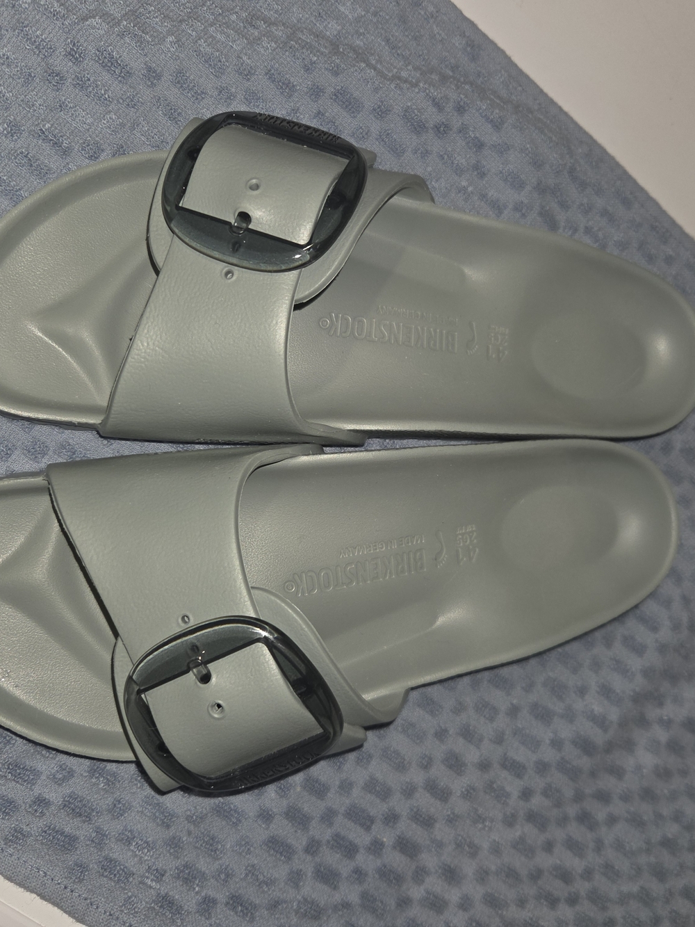 Birkenstock EVA One-Strap Slide Sandals in Light Teal. Worn 1x For 3 Hours.